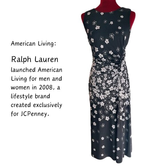 American Living Dresses & Skirts - Ralph Lauren's American Living Women Fit & Flare Black/White Floral Midi Dress 6